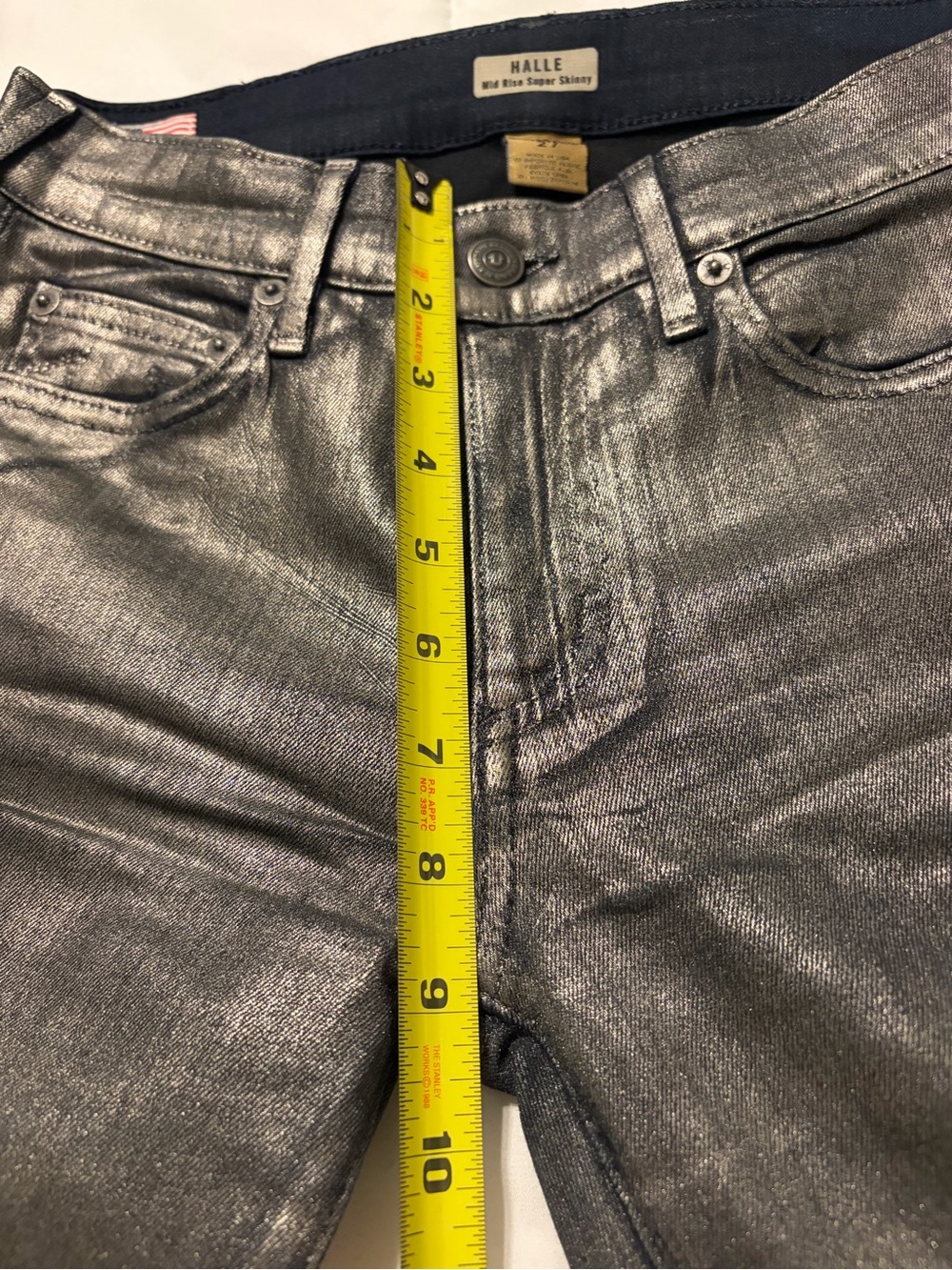 True Religion Metallic Silver Mid-Rise Super Skinny Jeans - Picture 6 of 6